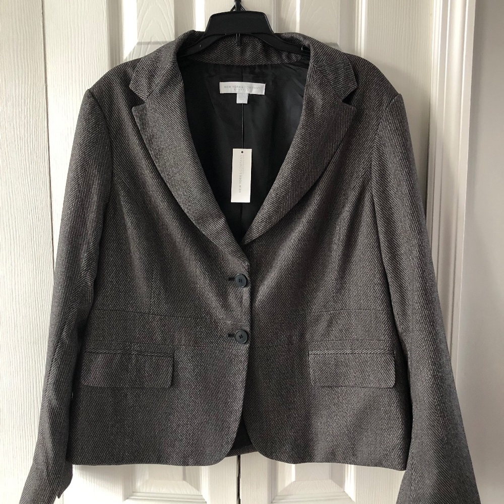 New York & Company, Womens Herringbone Jacket, Stretch, Size 18, NWT